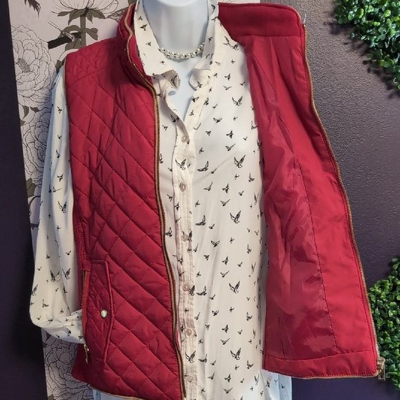 Rich Red Quilted Vest By C'est Toi - Picture 7 of 7